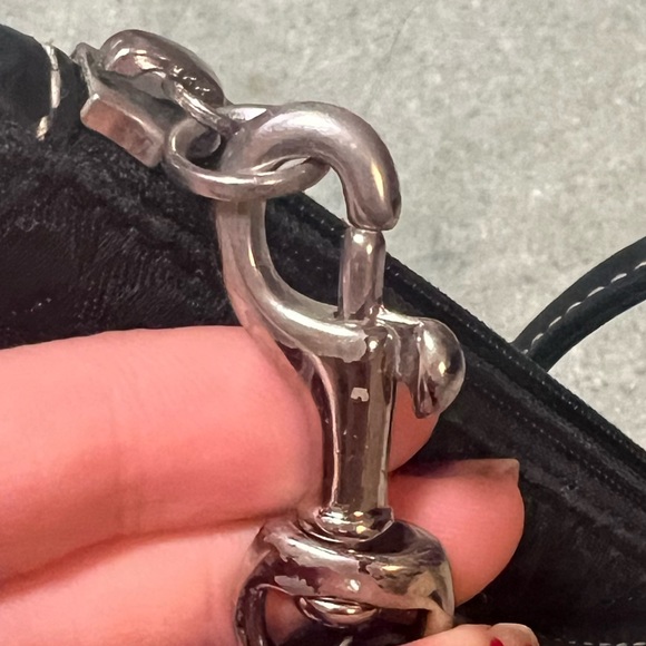 COACH Mini Wristlet Black w/ subtle metallic C's, zipper, leather trim - Picture 7 of 9